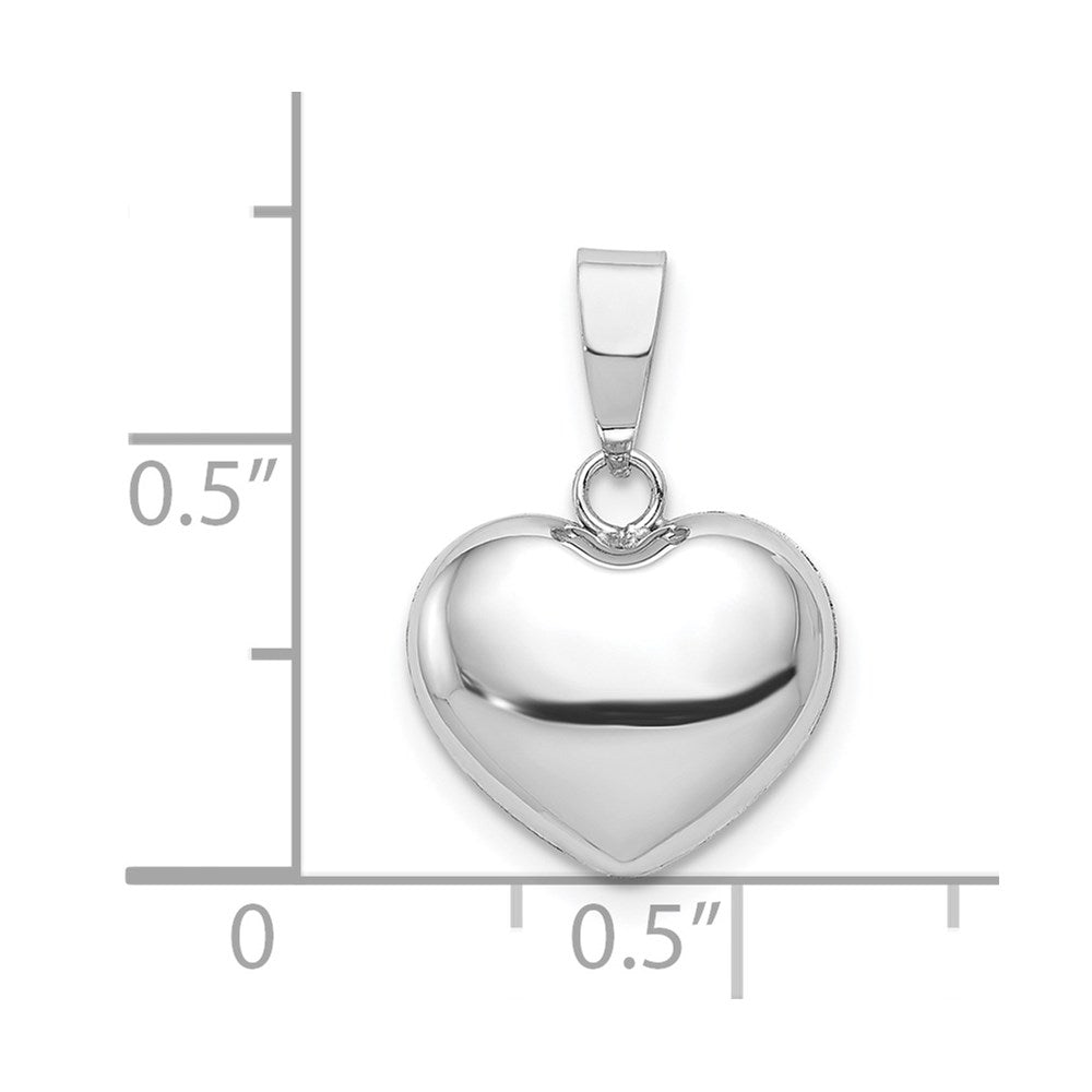 Million Charms 14K White Gold Themed Puffed Heart Pendant