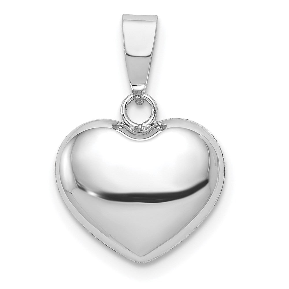 Million Charms 14K White Gold Themed Puffed Heart Pendant