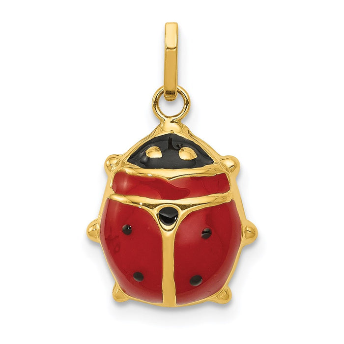 Million Charms 14K Yellow Gold Themed Enameled Ladybug Charm