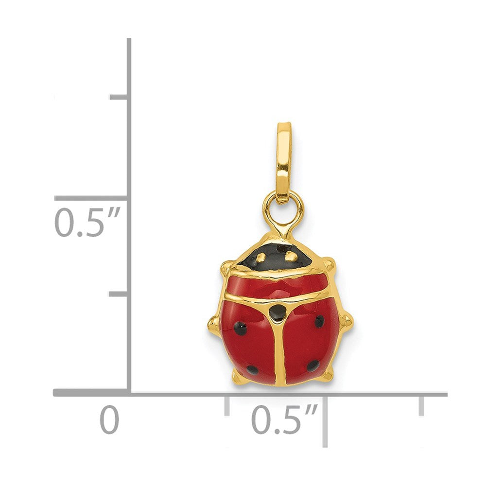 Million Charms 14K Yellow Gold Themed Red Enameled Ladybug Charm