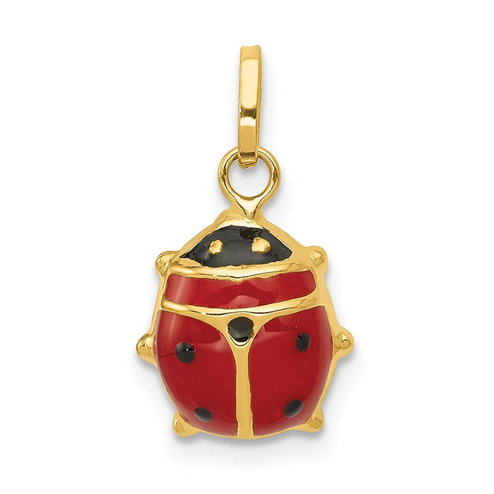 Million Charms 14K Yellow Gold Themed Red Enameled Ladybug Charm