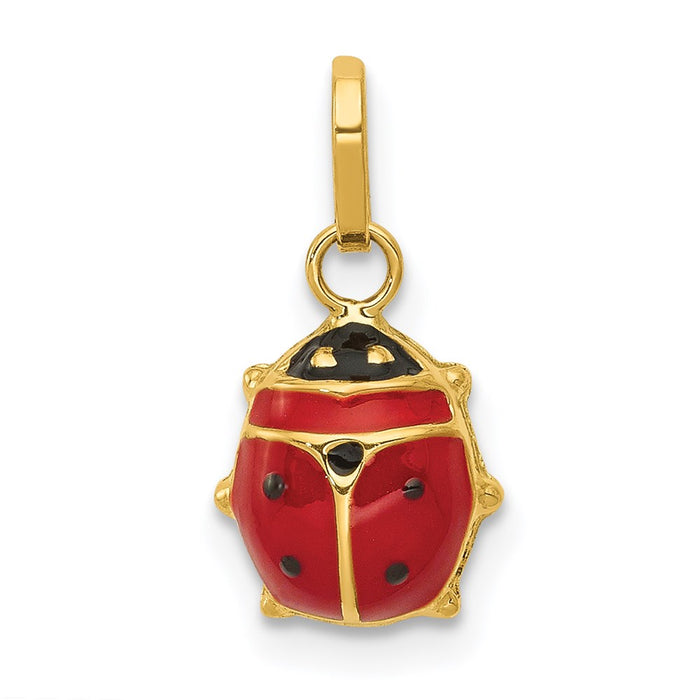 Million Charms 14K Yellow Gold Themed Enameled Ladybug Charm