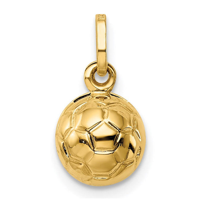 Million Charms 14K Yellow Gold Themed 3-D Sports Soccer Ball Charm