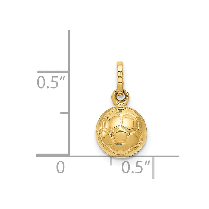Million Charms 14K Yellow Gold Themed 3-D Sports Soccer Ball Charm