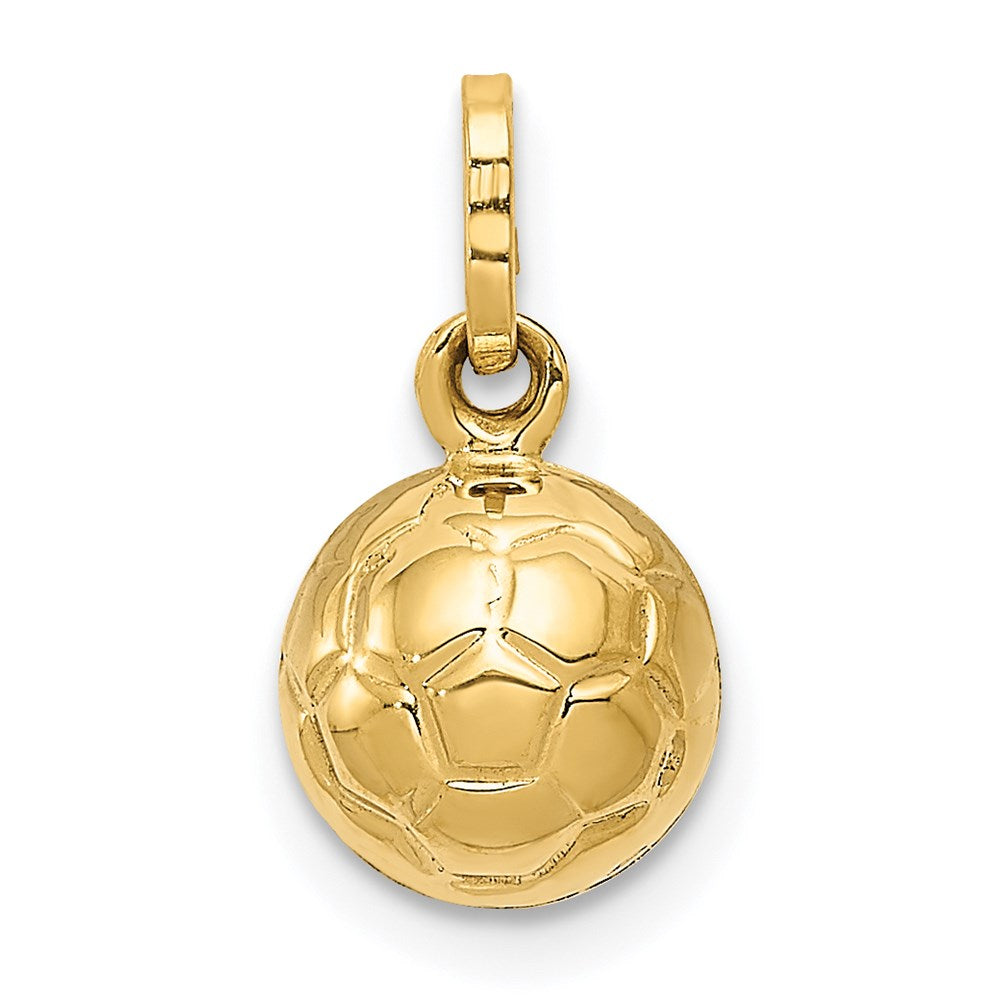 Million Charms 14K Yellow Gold Themed 3-D Sports Soccer Ball Charm