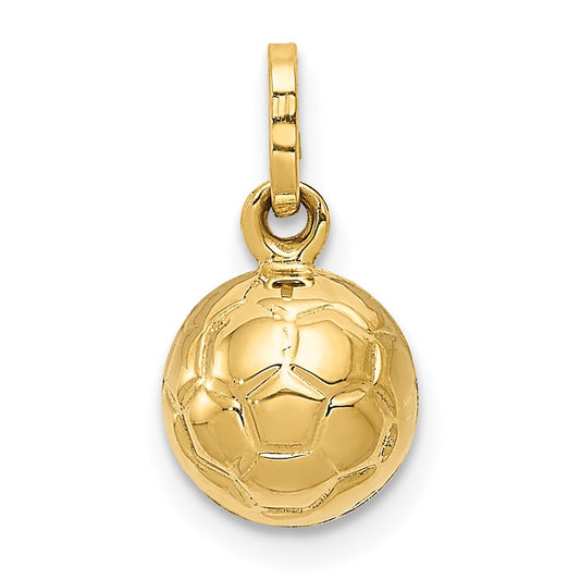 Million Charms 14K Yellow Gold Themed 3-D Sports Soccer Ball Charm