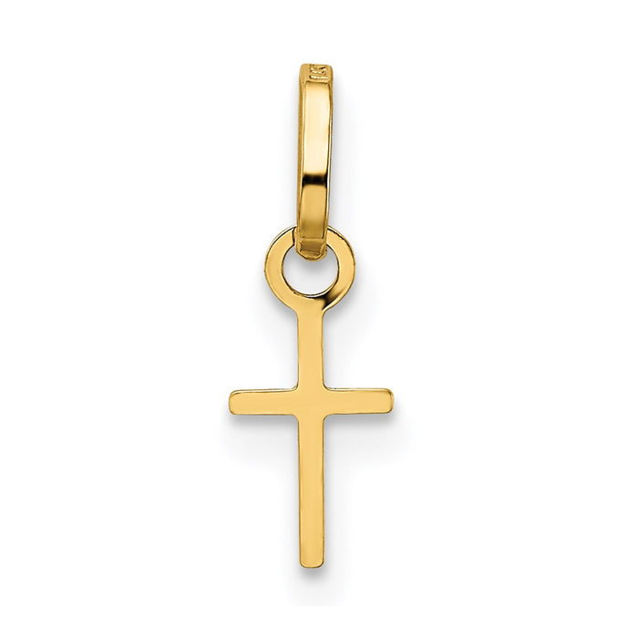 Million Charms 14K Yellow Gold Themed Tiny Relgious Cross Charm