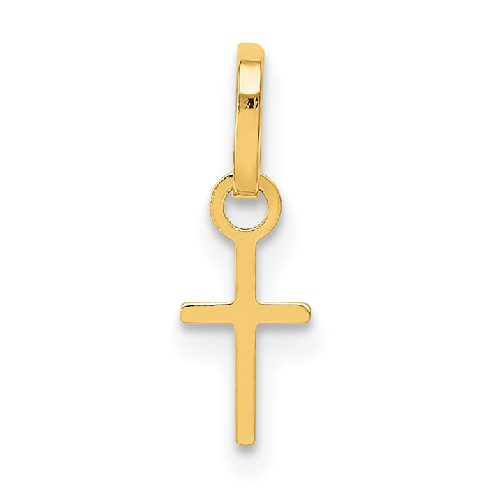 Million Charms 14K Yellow Gold Themed Tiny Relgious Cross Charm