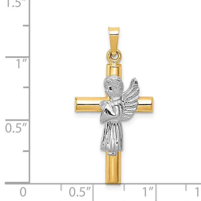 Million Charms 14K Two-Tone Angel & Relgious Cross Pendant