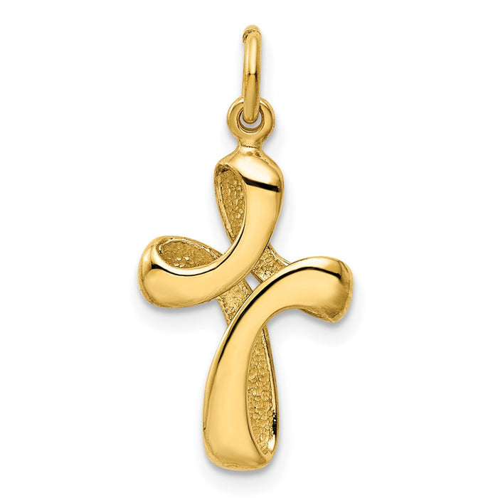 Million Charms 14K Yellow Gold Themed Polished Relgious Cross Charm