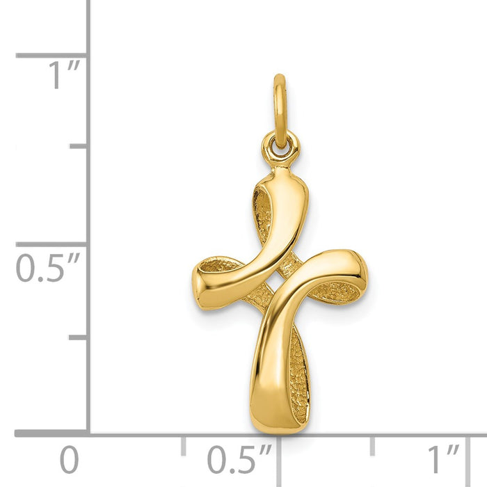 Million Charms 14K Yellow Gold Themed Polished Relgious Cross Charm