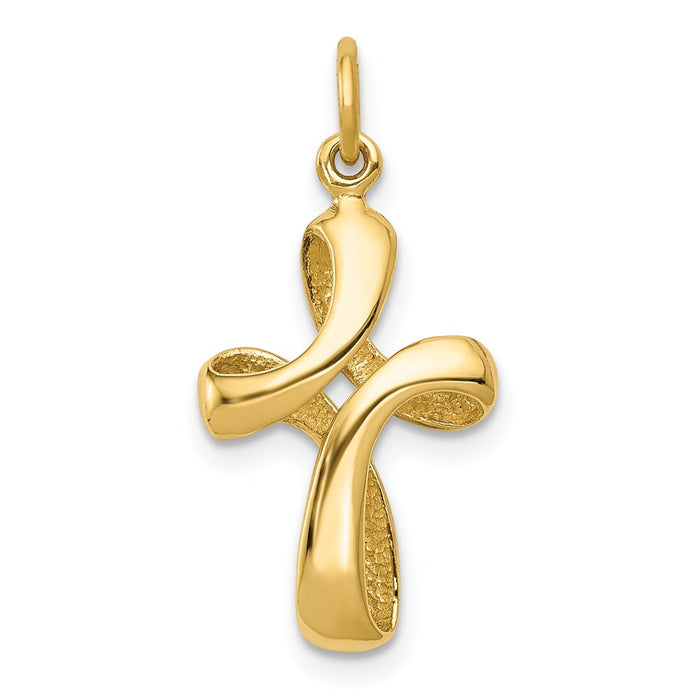 Million Charms 14K Yellow Gold Themed Polished Relgious Cross Charm