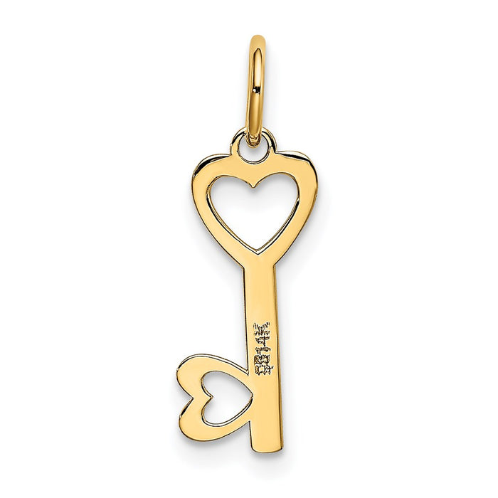 Million Charms 14K Yellow Gold Themed Polished Hearts Key Charm