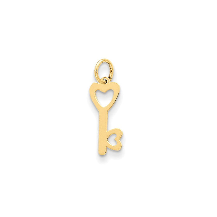 Million Charms 14K Yellow Gold Themed Polished Hearts Key Charm