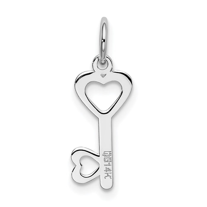 Million Charms 14K White Gold Themed Heart-Shaped Key & Lock Charm