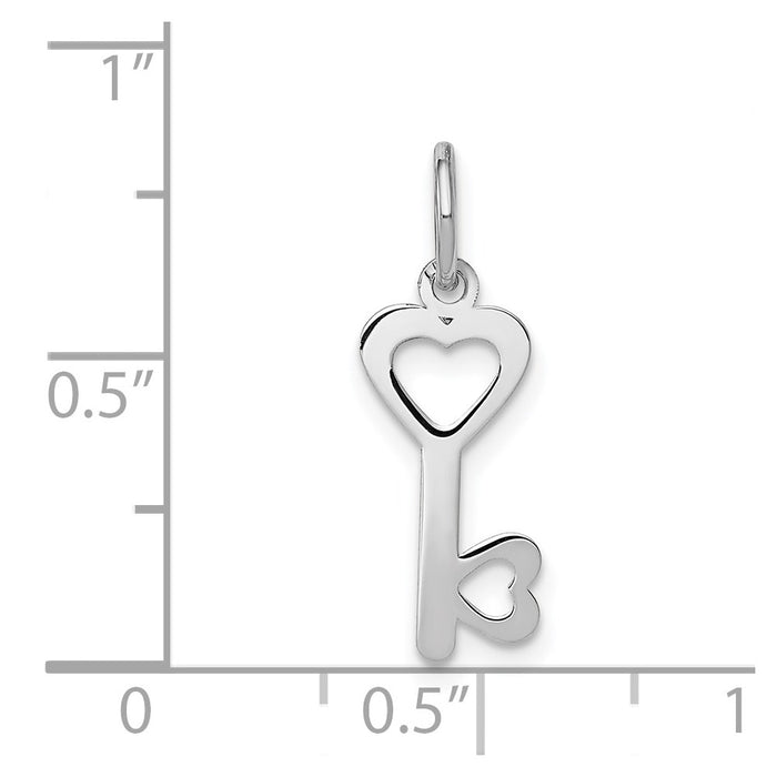 Million Charms 14K White Gold Themed Heart-Shaped Key & Lock Charm