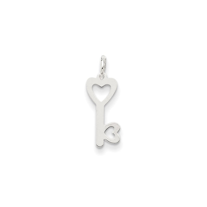 Million Charms 14K White Gold Themed Heart-Shaped Key & Lock Charm