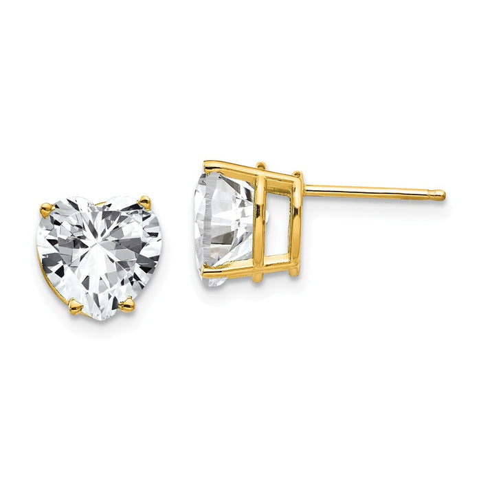 Million Charms 14k Yellow Gold 8mm Heart Cubic Zirconia earring, 8mm x 8mm