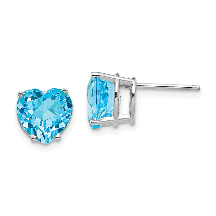 Million Charms 14k Blue Topaz heart stud earring, 8mm x 8mm