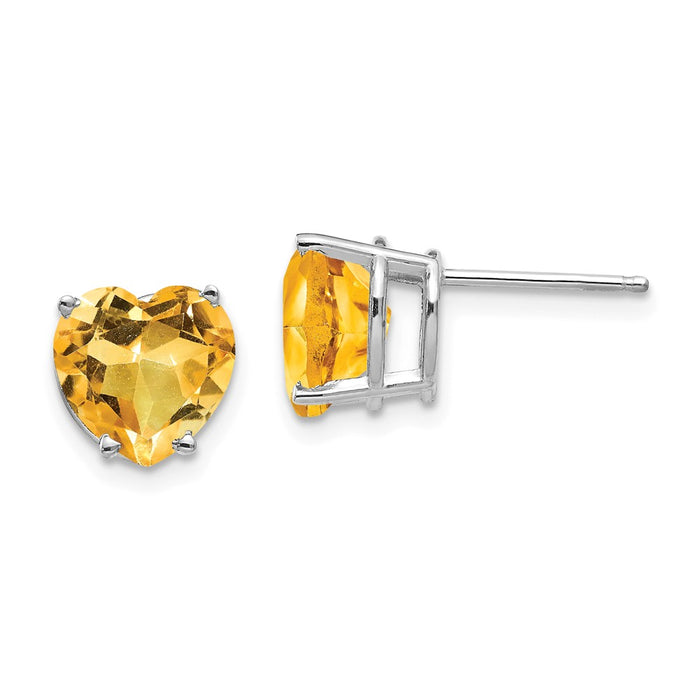 Million Charms 14k Citrine heart stud earring, 8mm x 8mm