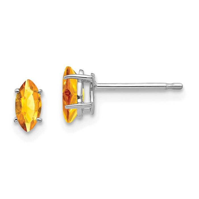 Million Charms 14k 6x3mm Citrine Marquise Stud Earring, 7mm x 3mm