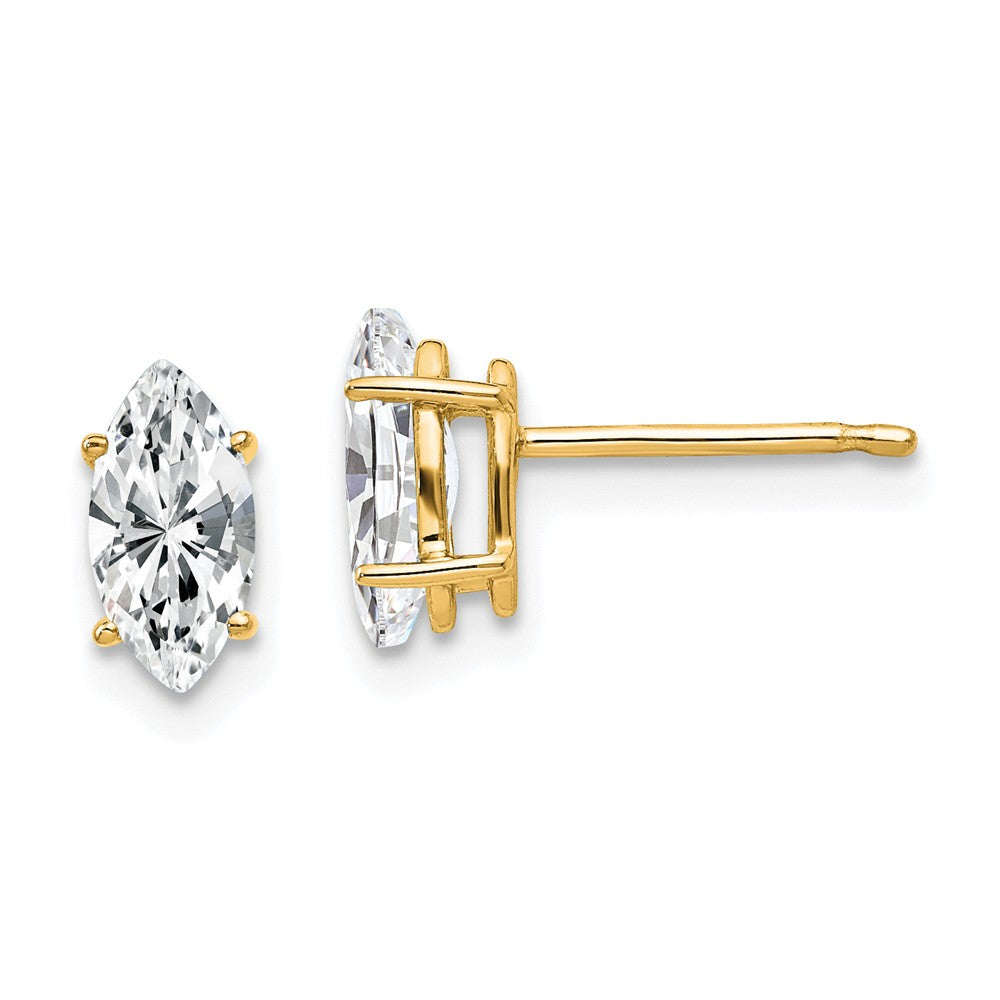 Million Charms 14k Yellow Gold 8x4mm Marquise Cubic Zirconia earring, 9mm x 4mm