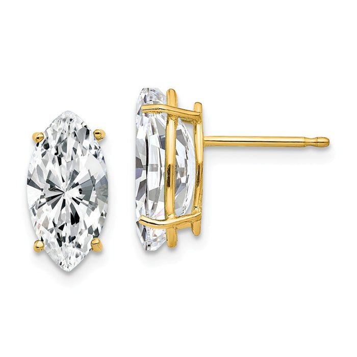 Million Charms 14k Yellow Gold 10x5mm Marquise Cubic Zirconia earring, 10mm x 5mm