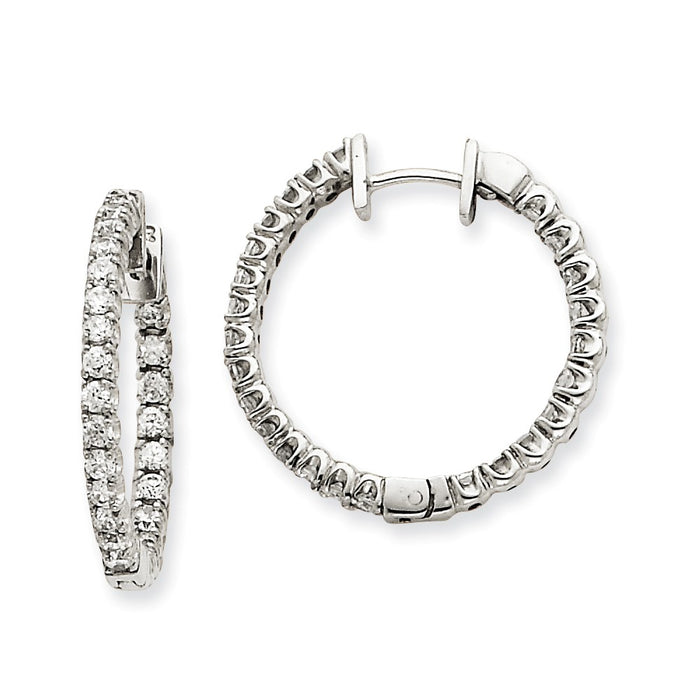 Million Charms 14k White Gold A Diamond Hinged Hoop Earrings, 26mm x 18mm