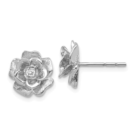 Million Charms 14k White Gold AAA Diamond earring, 11mm x 11mm