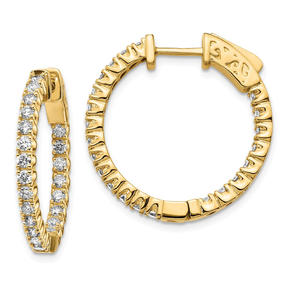Million Charms 14k Yellow Gold Diamond Round Hoop with Safety Clasp Earrings, 19mm x 19mm