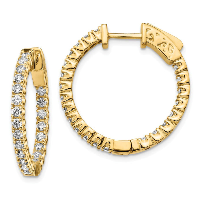 Million Charms 14k Yellow Gold Diamond Round Hoop with Safety Clasp Earrings, 19mm x 19mm