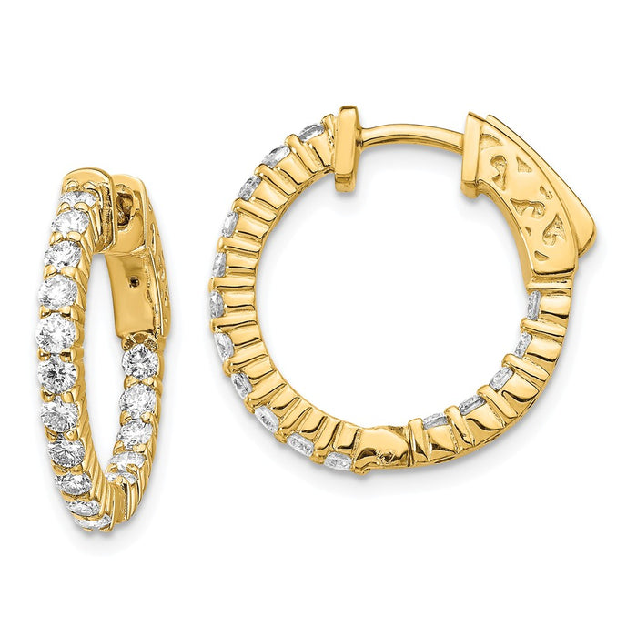 Million Charms 14k Yellow Gold Diamond Round Hoop with Safety Clasp Earrings, 20mm x 20mm