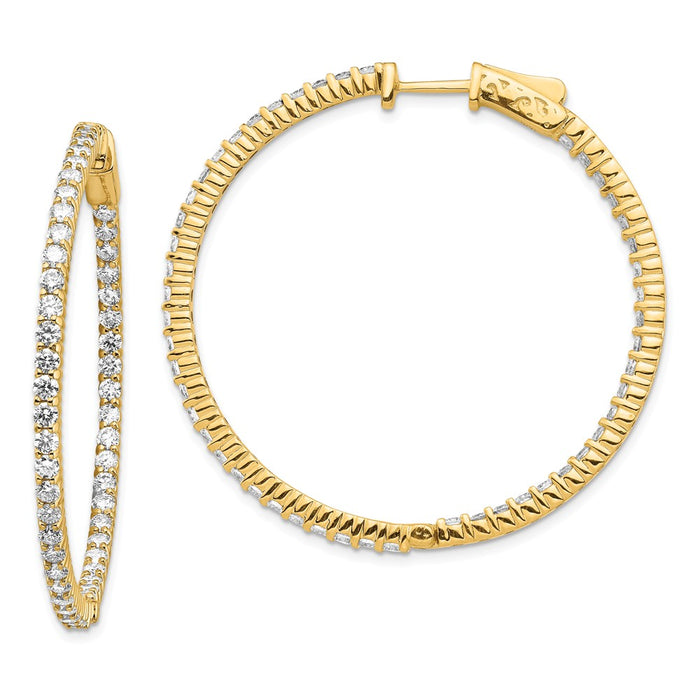 Million Charms 14k Yellow Gold Diamond Round Hoop with Safety Clasp Earrings, 42mm x 42mm