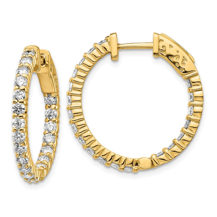 Million Charms 14k Yellow Gold Diamond Round Hoop with Safety Clasp Earrings, 18mm x 18mm