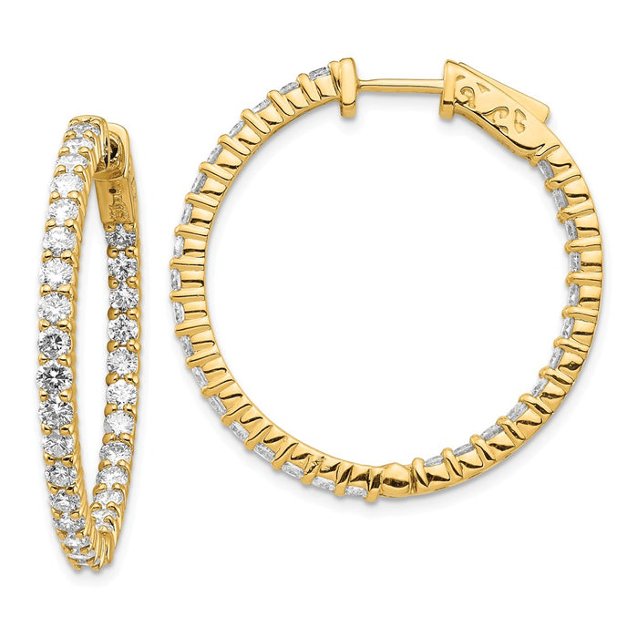 Million Charms 14k Yellow Gold Diamond Round Hoop with Safety Clasp Earrings, 26mm x 26mm