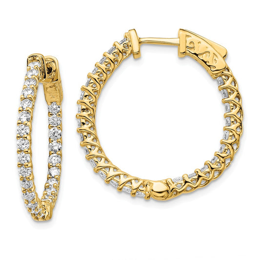Million Charms 14k Yellow Gold Diamond Round Hoop with Safety Clasp Earrings, 19mm x 19mm