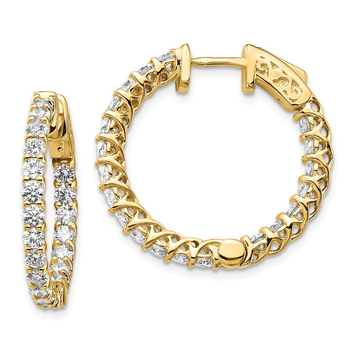 Million Charms 14k Yellow Gold Diamond Round Hoop with Safety Clasp Earrings, 19mm x 19mm