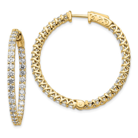 Million Charms 14k Yellow Gold Diamond Round Hoop with Safety Clasp Earrings, 30mm x 30mm