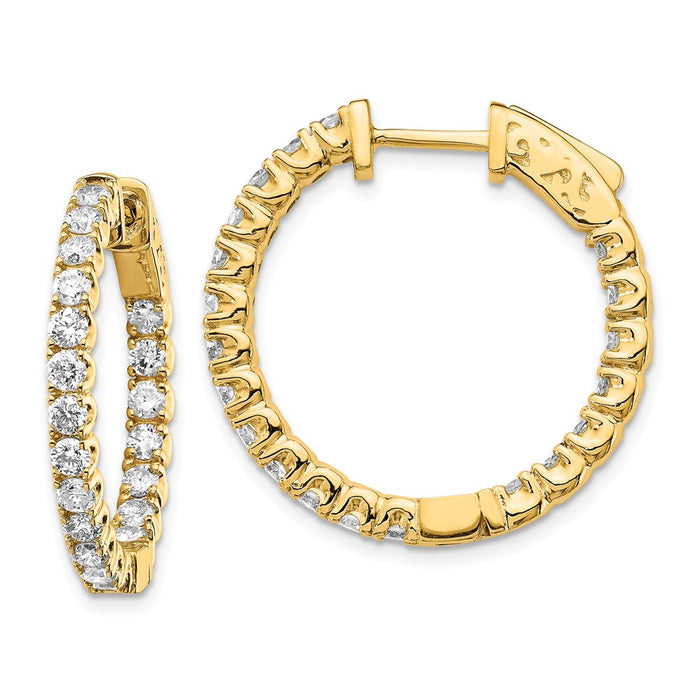 Million Charms 14k Yellow Gold Diamond Round Hoop with Safety Clasp Earrings, 19mm x 19mm