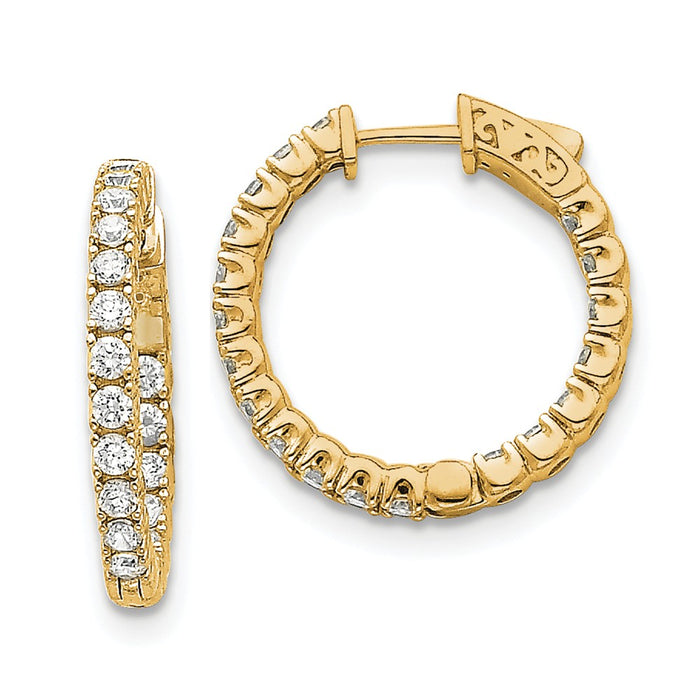 Million Charms 14k Yellow Gold Diamond Round Hoop with Safety Clasp Earrings, 19mm x 19mm
