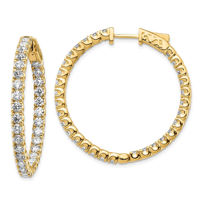 Million Charms 14k Yellow Gold Diamond Round Hoop with Safety Clasp Earrings, 28mm x 28mm