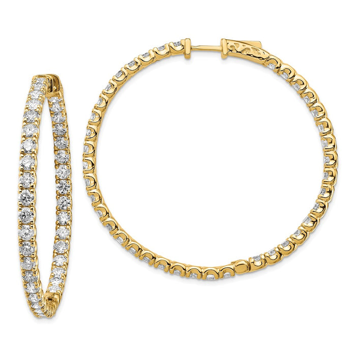 Million Charms 14k Yellow Gold Diamond Round Hoop with Safety Clasp Earrings, 43mm x 43mm