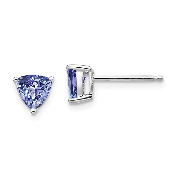Million Charms 14K White Gold Tanzanite Post Earrings, 6mm x 6mm