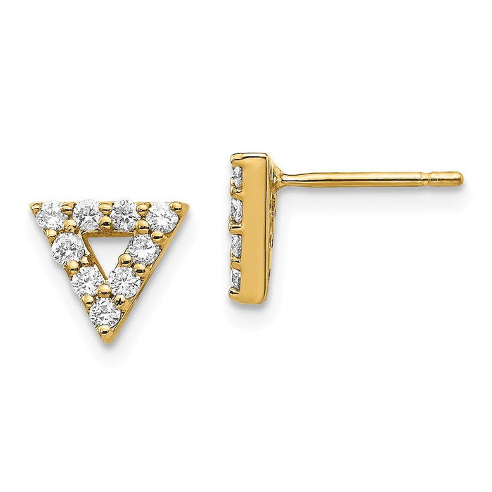 Million Charms 14k Yellow Gold Diamond Triangle Open Earrings, 8mm x 8mm