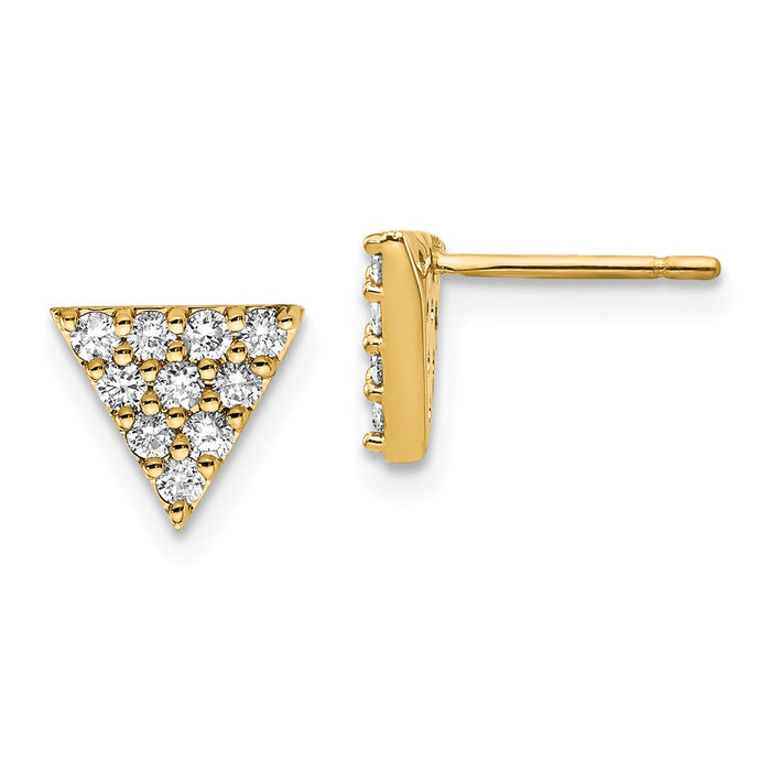 Million Charms 14k Yellow Gold Diamond Triangle Earrings, 8mm x 8mm