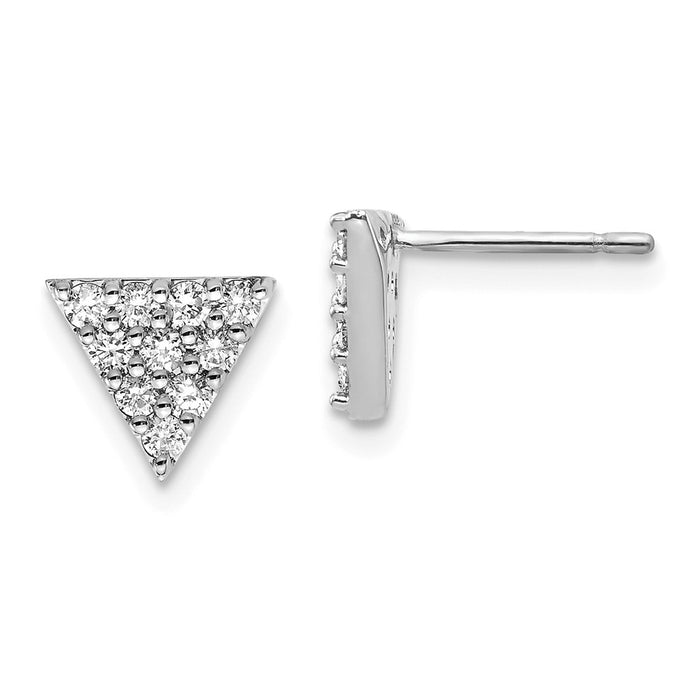 Million Charms 14k White Gold Diamond Triangle Earrings, 8mm x 8mm