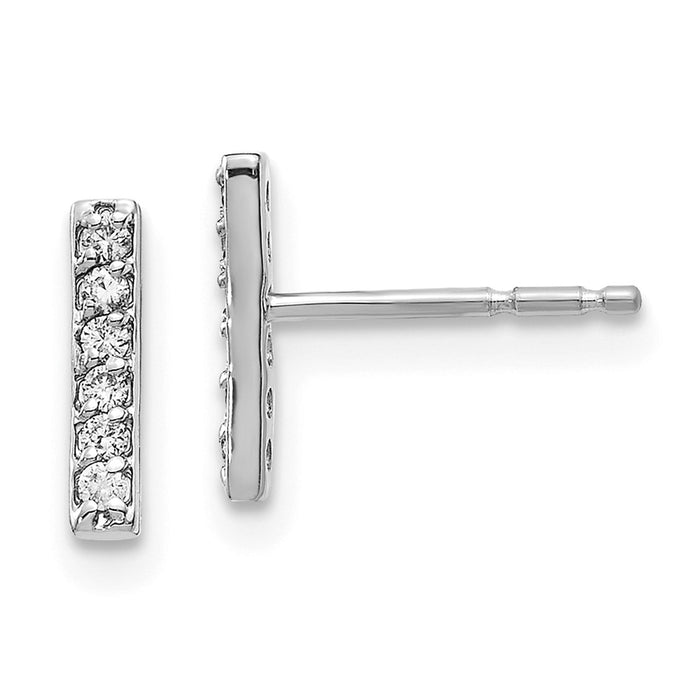 Million Charms 14k White Gold Diamond Bar Earrings, 9.5mm x 2mm