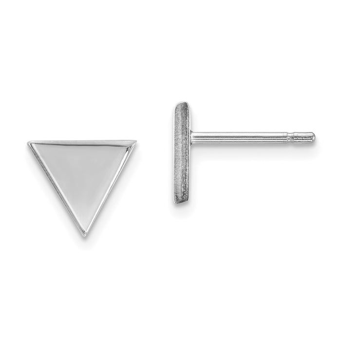 Million Charms 14k White Gold Triangle Post Earring, 8mm x 8mm