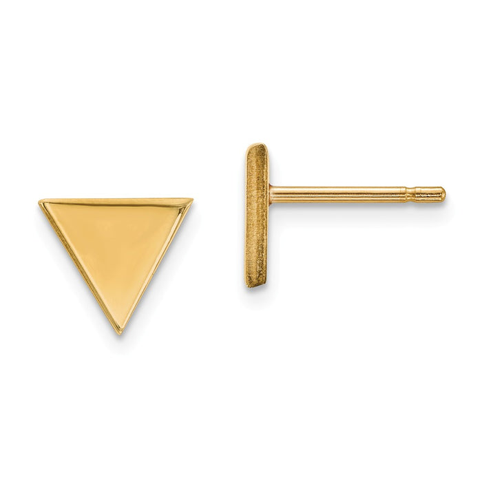 Million Charms 14k Yellow Gold Triangle Post Earring, 8mm x 8mm