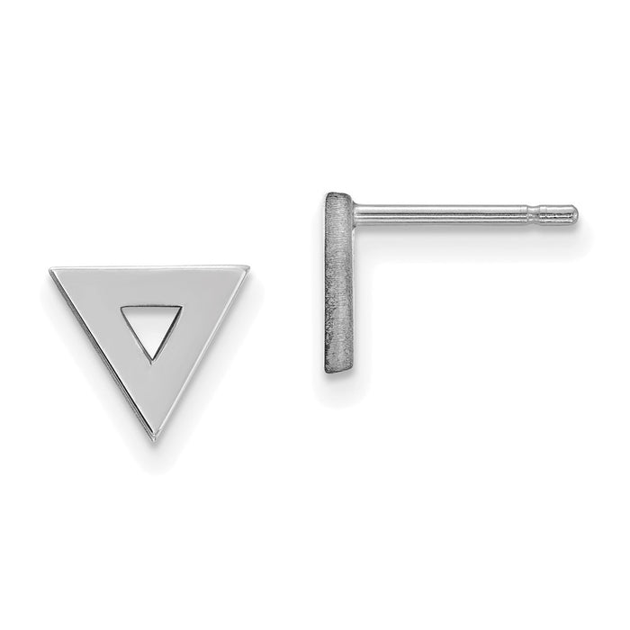 Million Charms 14k White Gold Open Triangle Post Earrings, 8mm x 8mm